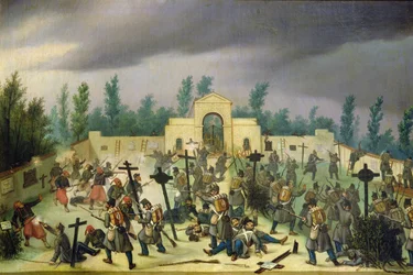Escena de la Batalla de Solferino: Lucha en el Cementerio